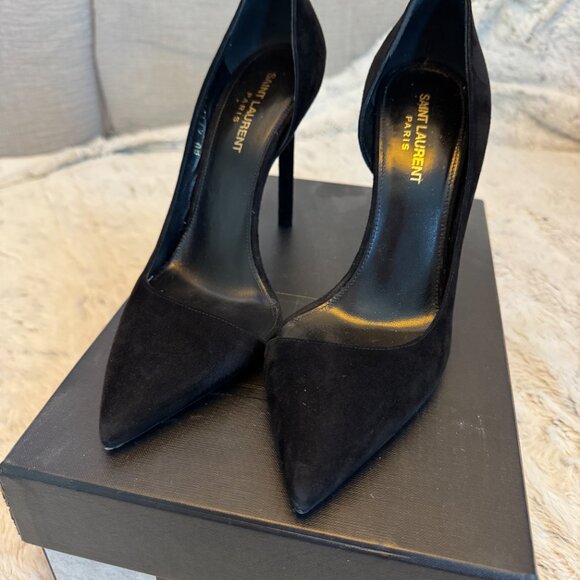 Saint Laurent Anja 105mm D'Orsay Heel Size 38 Suede - Picture 4 of 13